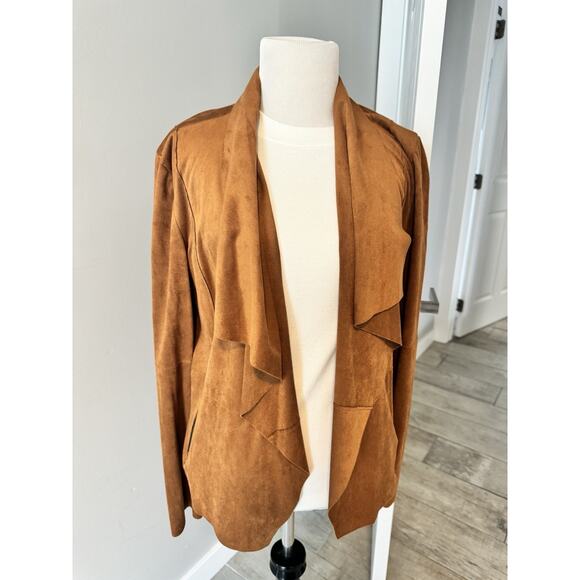 bagatelle Jackets & Blazers - Bagatelle Women's Brown Suede Jacket Size L Drape Front Casual Outerwear